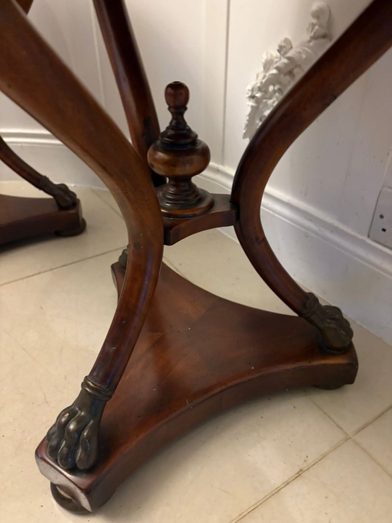 Antique Edwardian Quality Pair of French Marble-Top Gueridon Side / Lamp Tables